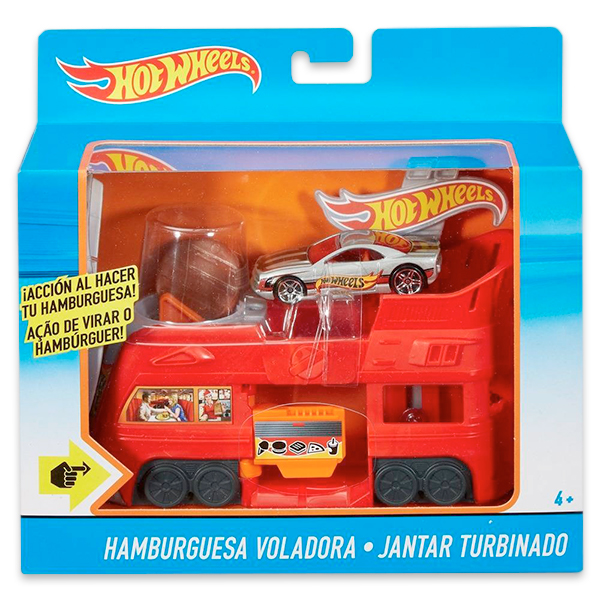 Трансформирующийся игровой набор Hot Wheels – Автобус бургерная, трек и машинка  